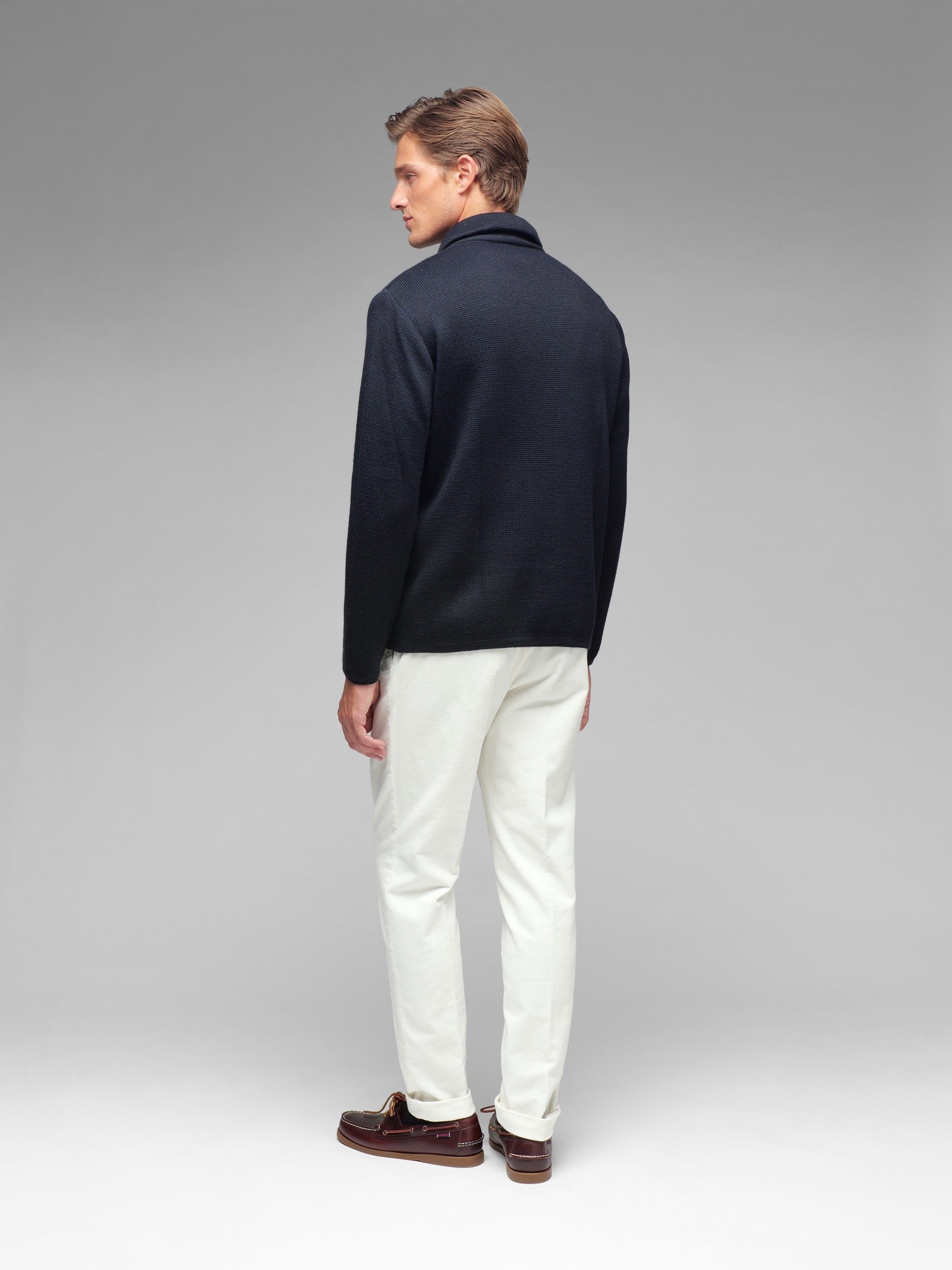 Giaccone doppiopetto in maglia misto lana 44 / BLU
