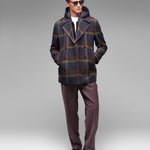 Peacoat con pettorina overcheck misto lana 44 / BLU