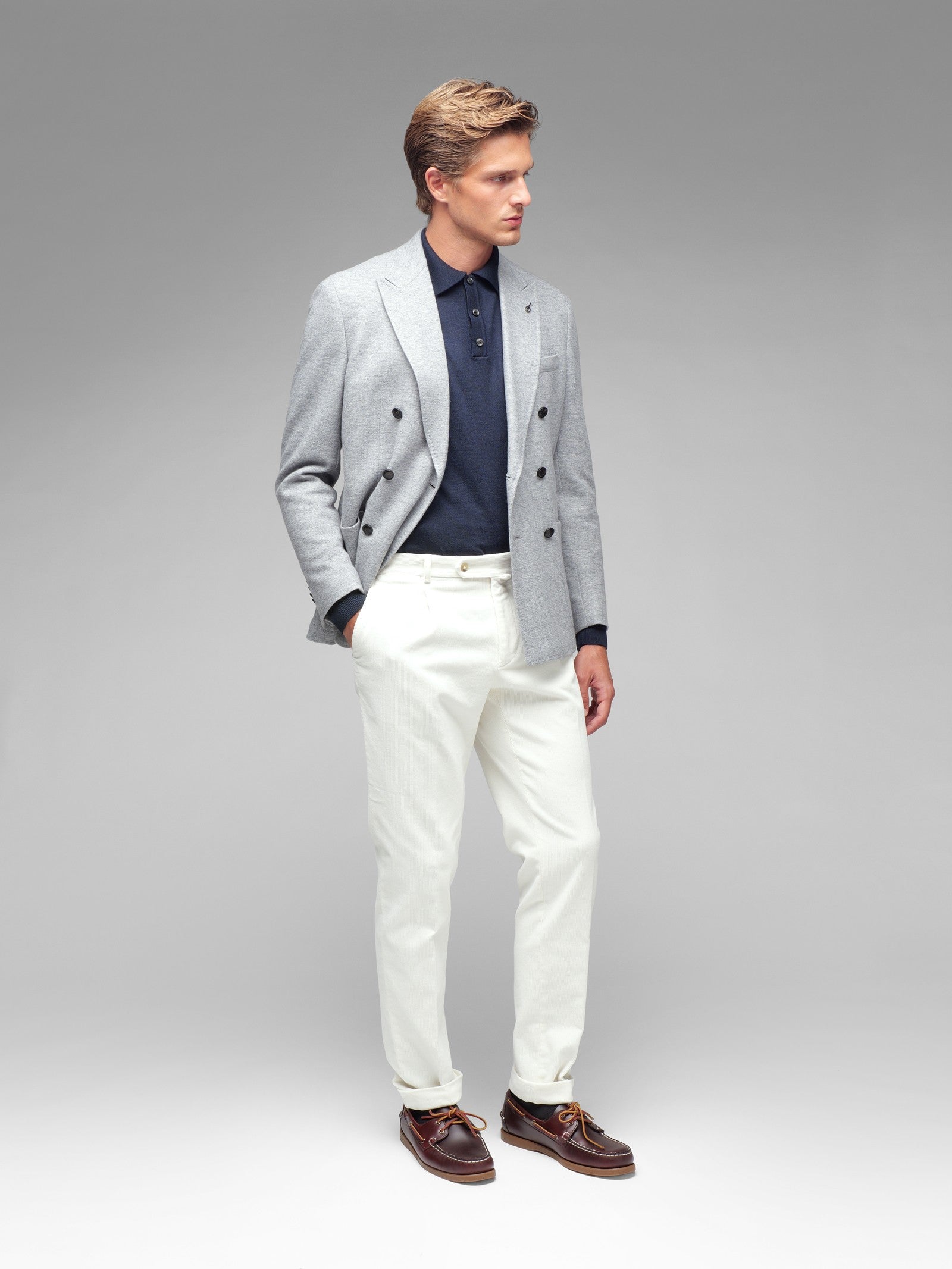 Pantalone pinces velluto 1000 righe cotone stretch 44 / BIANCO