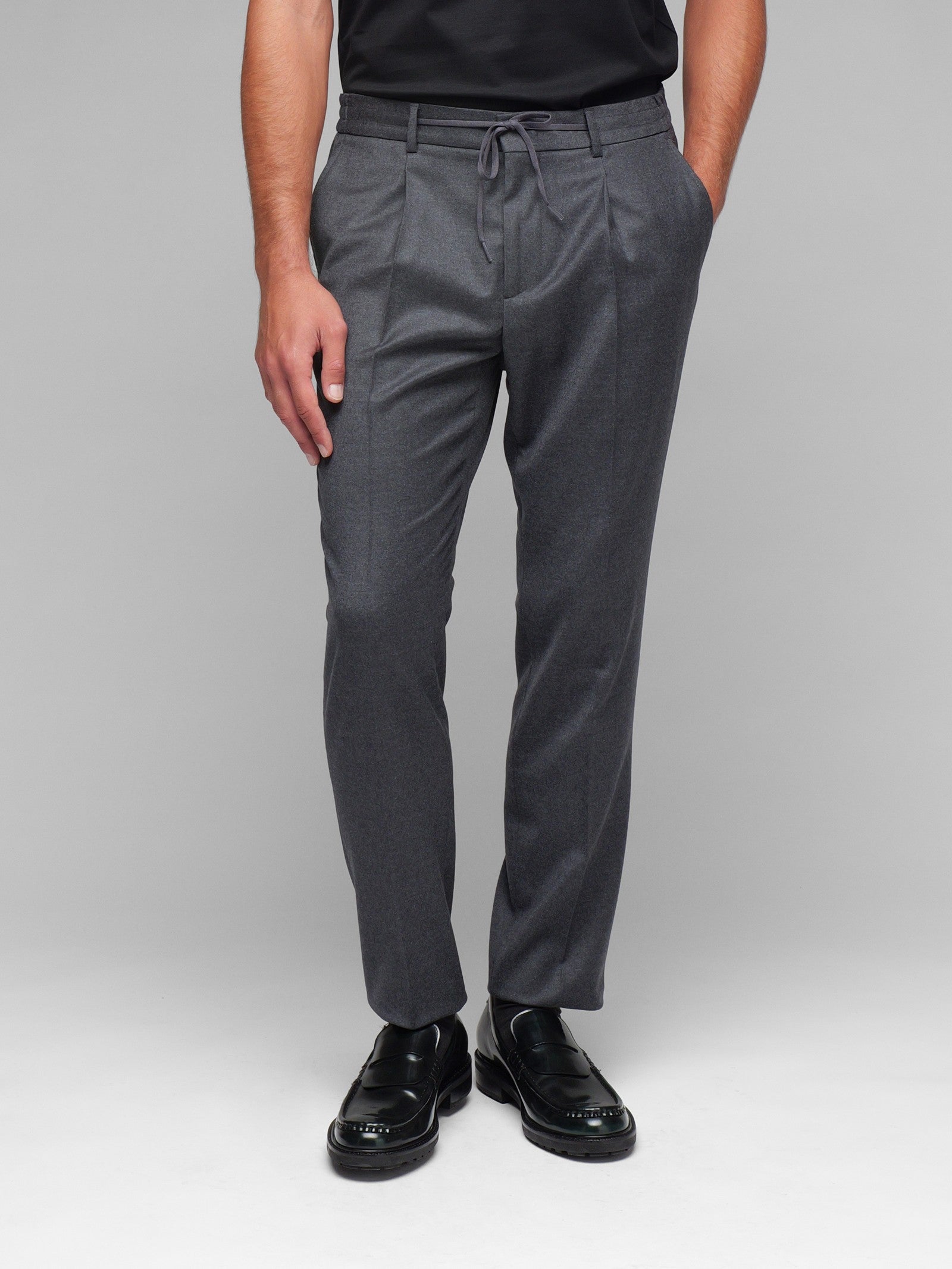 Pantalone jogging flanella di lana stretch 44 / GRIGIO