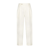 Pantalone doppia pinces flanella di lana stretch 44 / BIANCO