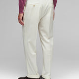 Pantalone doppia pinces flanella di lana stretch 44 / BIANCO