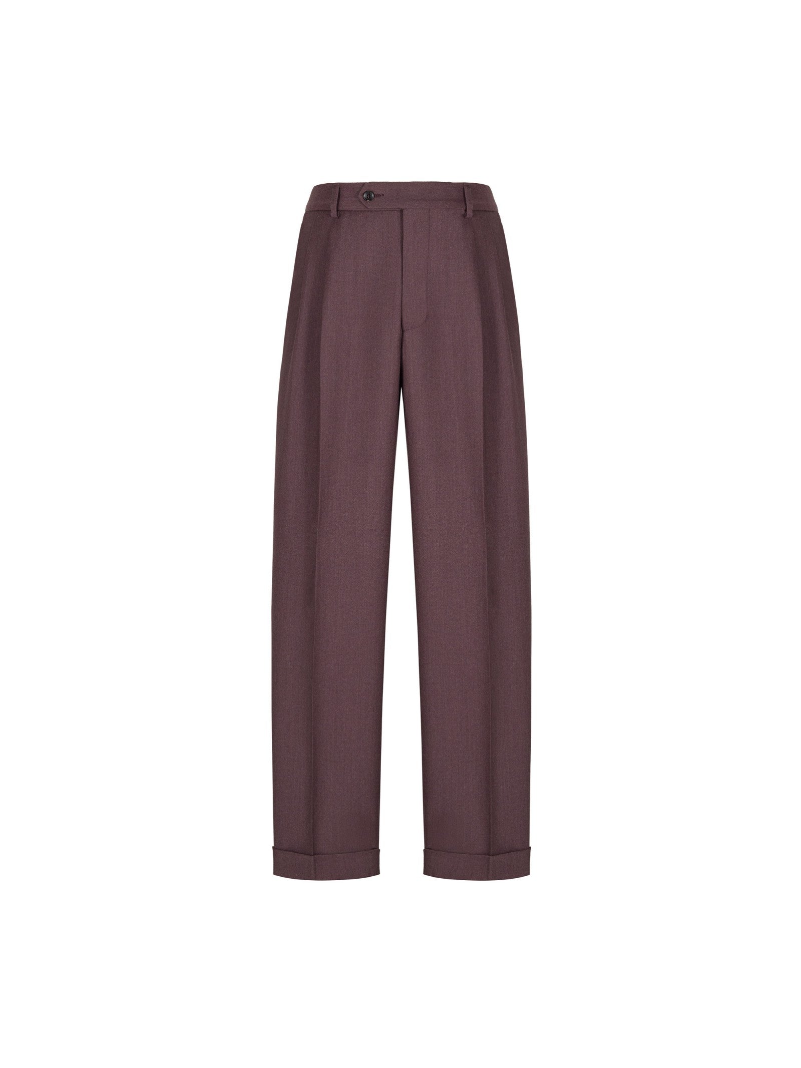 Pantalone doppia pinces flanella di lana stretch 44 / ROSSO