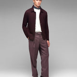 Pantalone doppia pinces flanella di lana stretch 44 / ROSSO