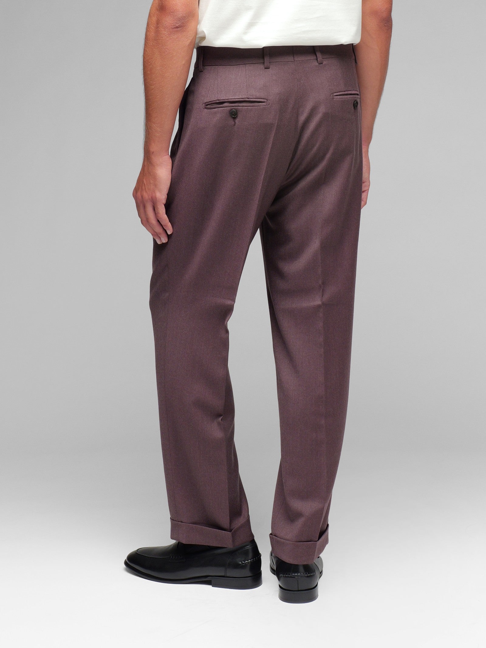 Pantalone doppia pinces flanella di lana stretch 44 / ROSSO