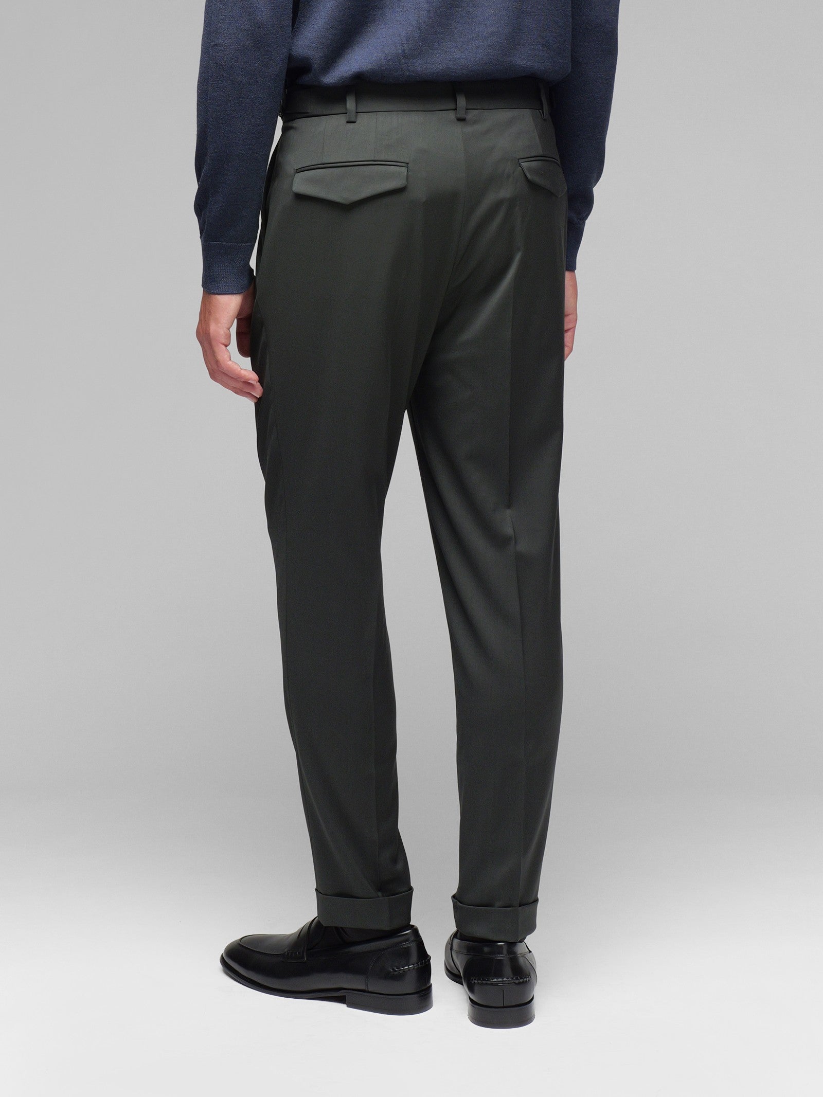 Pantalone pinces saglia di lana stretch 44 / VERDE